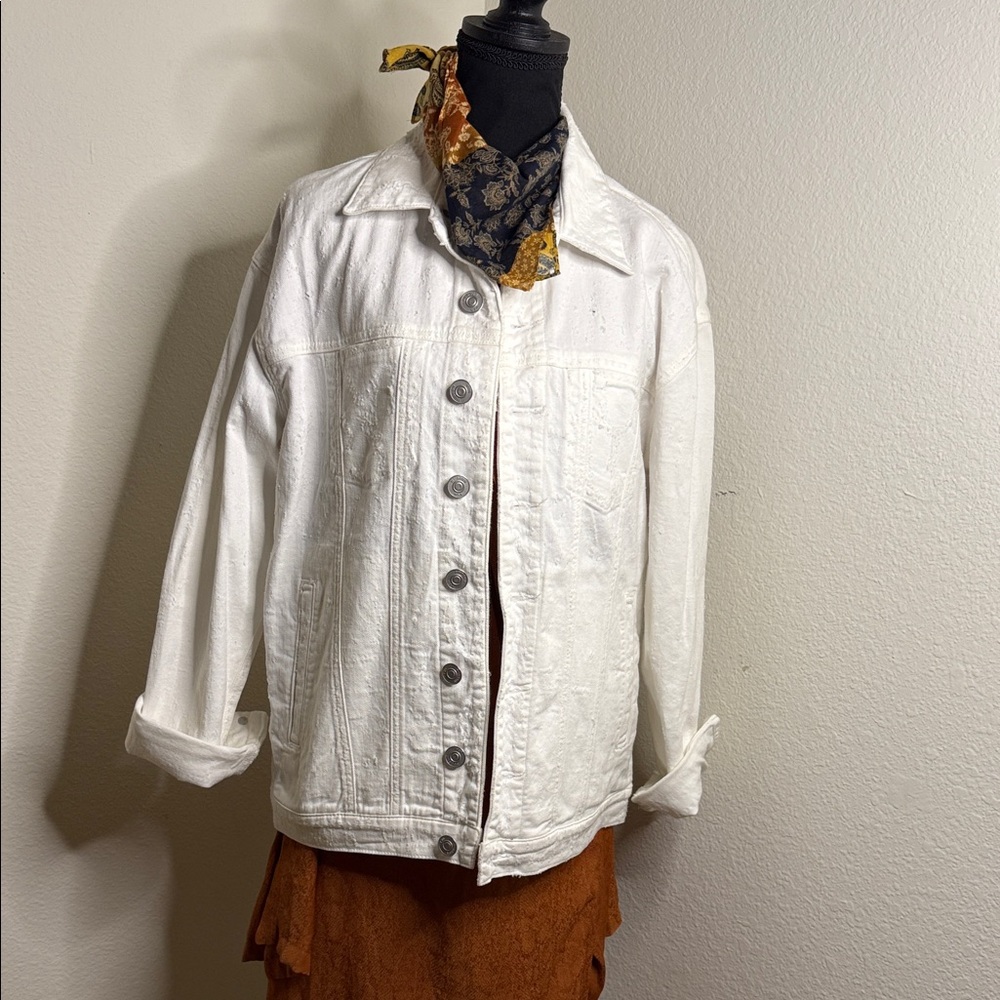 Hudson Women's White Denim Jacket with unbranded dress.